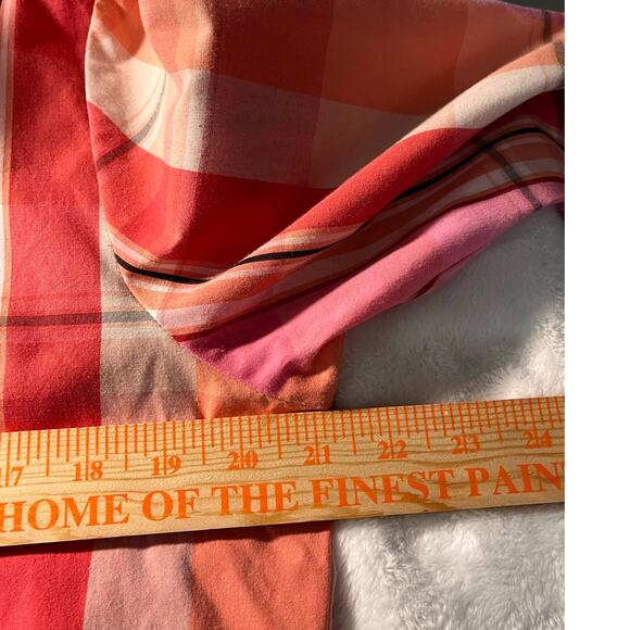 Paradise Bay Petite Size 10 Button Down Shirt Plaid Coral Pink - Picture 8 of 10